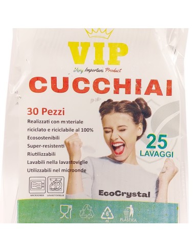 vip 30 cucchiai riutilizzabili in plastica 17cm - trasparenti - ecocrystal: tuttocasashop.it: carta & monouso