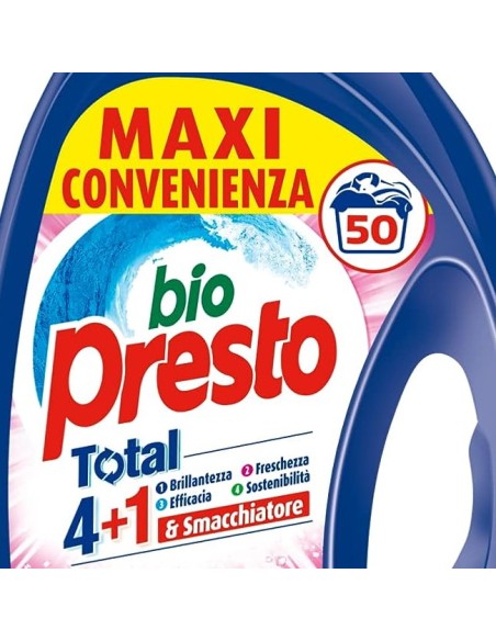 bio presto detersivo lavatrice liquido 50 lavaggi 2250ml - color: tuttocasashop.it: prodotti per bucato e tessuti