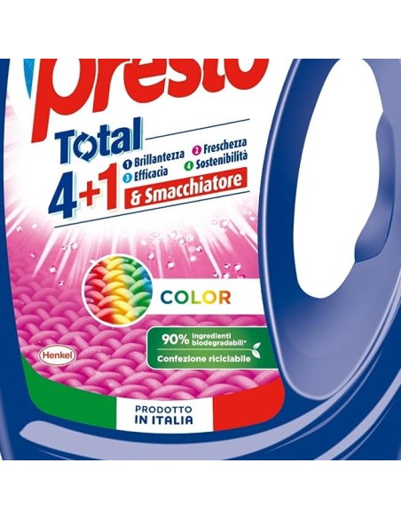 bio presto detersivo lavatrice liquido 50 lavaggi 2250ml - color: tuttocasashop.it: prodotti per bucato e tessuti