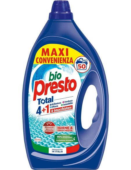 bio presto detersivo lavatrice liquido 50 lavaggi 2250ml - igiene: tuttocasashop.it: prodotti per bucato e tessuti