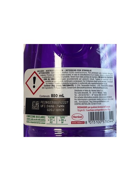 nelsen detersivo per piatti - 850ml - aceto & lavanda: tuttocasashop.it: pulizia e cura della casa