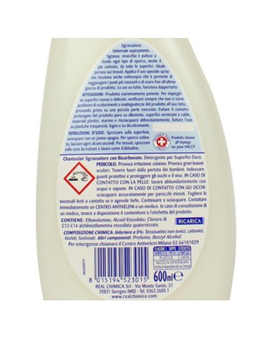 chanteclair sgrassatore universale spray 600ml - ricarica - bicarbonato: tuttocasashop.it: pulizia e cura della casa