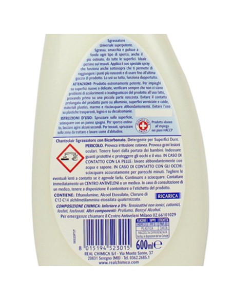 chanteclair sgrassatore universale spray 600ml - ricarica - bicarbonato: tuttocasashop.it: pulizia e cura della casa