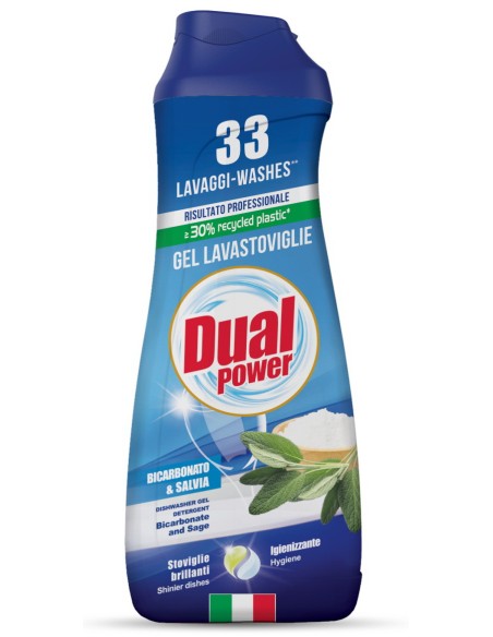 dual power detersivo gel lavastoviglie 660ml 33 lavaggi - bicarbonato salvia: tuttocasashop.it: pulizia e cura della casa