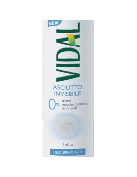 vidal deodorante spray - 150ml - talco 48h - asciutto invisibile: tuttocasashop.it: igiene e cura della persona