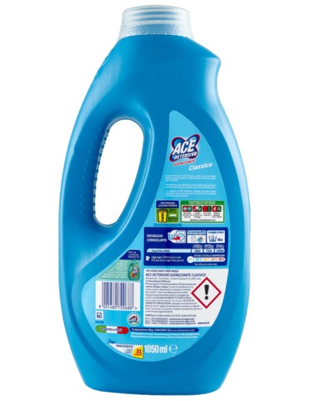 ace detersivo lavatrice liquido - 21 lavaggi - 1050ml - classico: tuttocasashop.it: prodotti per bucato e tessuti