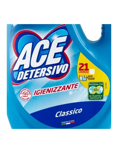 ace detersivo lavatrice liquido - 21 lavaggi - 1050ml - classico: tuttocasashop.it: prodotti per bucato e tessuti