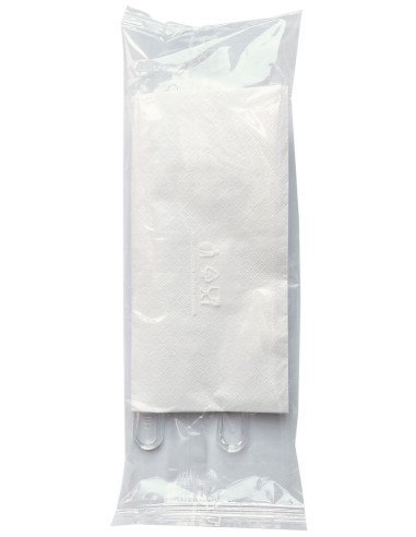 bis posate in plastica 17cm forchetta e coltello trasparenti + tovagliolo: tuttocasashop.it: carta & monouso