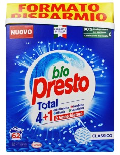 bio presto detersivo lavatrice in polvere fustone - 62 misurini - 3100g: tuttocasashop.it: prodotti per bucato e tessuti