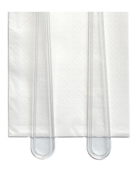 bis posate in plastica 17cm forchetta e coltello trasparenti + tovagliolo: tuttocasashop.it: carta & monouso