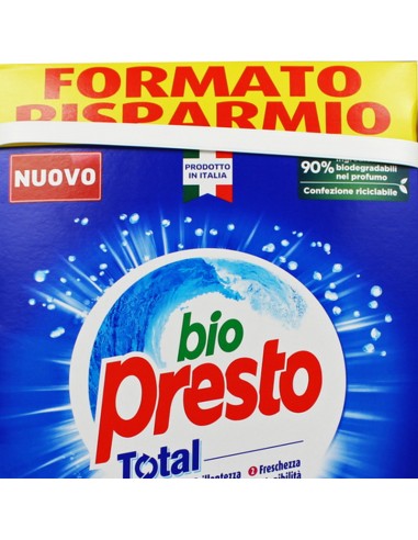 bio presto detersivo lavatrice in polvere fustone - 62 misurini - 3100g: tuttocasashop.it: prodotti per bucato e tessuti