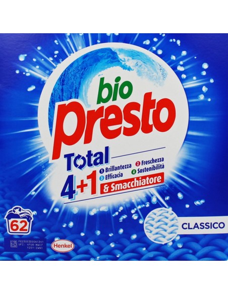 bio presto detersivo lavatrice in polvere fustone - 62 misurini - 3100g: tuttocasashop.it: prodotti per bucato e tessuti