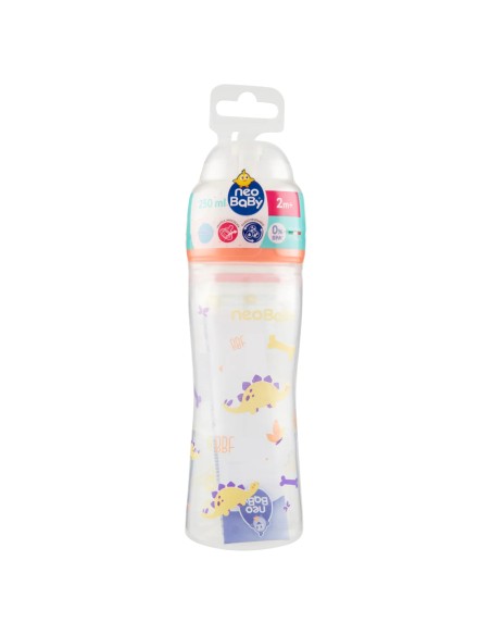 neobaby biberon in plastica collo largo - 250ml - 2m+ - dino arancione: tuttocasashop.it: igiene e cura della persona