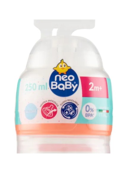 neobaby biberon in plastica collo largo - 250ml - 2m+ - dino arancione: tuttocasashop.it: igiene e cura della persona
