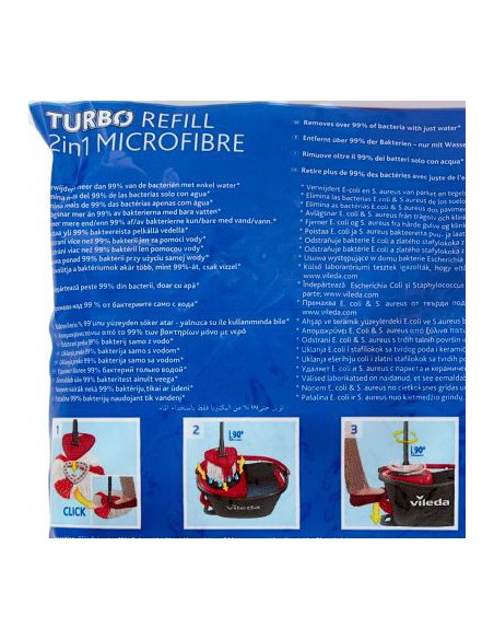 vileda 2in1 turbo smart ricambio mop microfibra lavapavimenti sistema rotant: tuttocasashop.it: pulizia e cura della casa