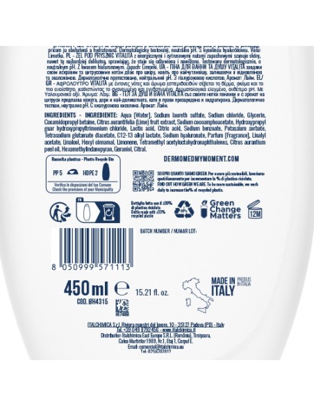 dermomed bagnodoccia 650ml - ph neutro - vitalita' al lime: tuttocasashop.it: igiene e cura della persona