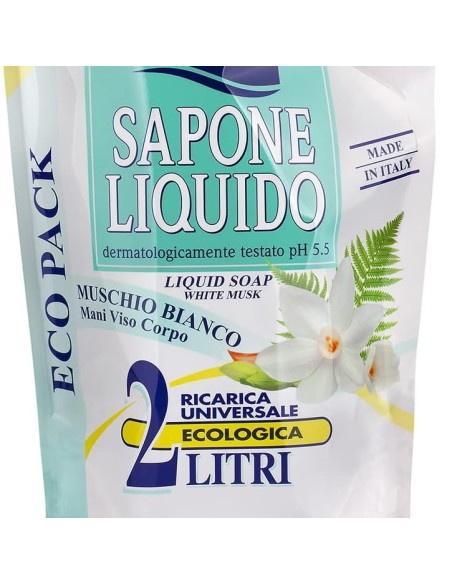 mil mil sapone liquido - ecoricarica - 2 litri - muschio bianco: tuttocasashop.it: igiene e cura della persona
