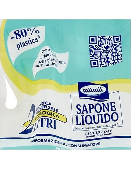 mil mil sapone liquido - ecoricarica - 2 litri - muschio bianco: tuttocasashop.it: igiene e cura della persona