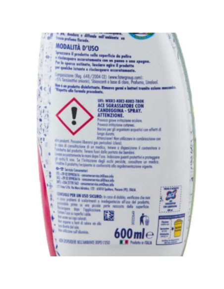 ace detergente spray - 600ml - sgrassatore con candeggina: tuttocasashop.it: pulizia e cura della casa