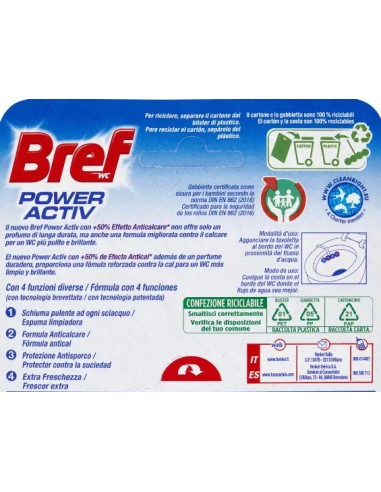 bref wc power activ - tavoletta wc deodorante 4 funzioni - 50g - lavanda: tuttocasashop.it: pulizia e cura della casa
