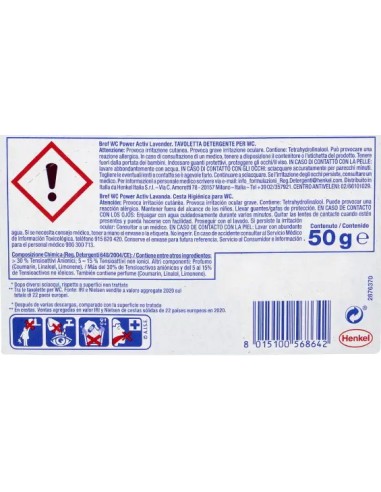 bref wc power activ - tavoletta wc deodorante 4 funzioni - 50g - lavanda: tuttocasashop.it: pulizia e cura della casa