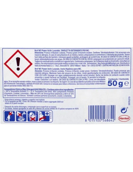 bref wc power activ - tavoletta wc deodorante 4 funzioni - 50g - lavanda: tuttocasashop.it: pulizia e cura della casa