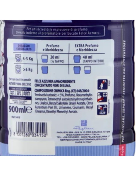 felce azzurra ammorbidente concentrato 45 lavaggi 900ml - fiori di luna: tuttocasashop.it: prodotti per bucato e tessuti
