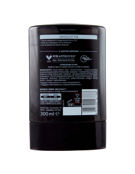 taft gel per capelli 300ml - 07 absolut fix - waterproof: tuttocasashop.it: igiene e cura della persona