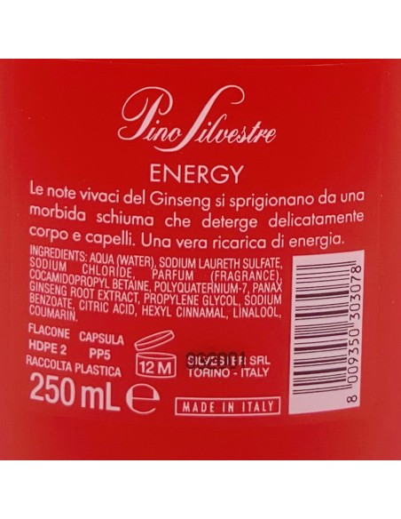 pino silvestre doccia shampoo - 250ml - energy: tuttocasashop.it: igiene e cura della persona