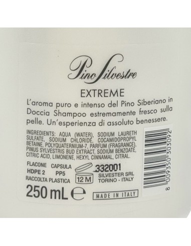 pino silvestre doccia shampoo - 250ml - extreme: tuttocasashop.it: igiene e cura della persona