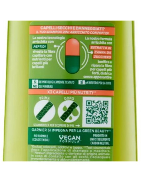 fructis shampoo 250ml - 2in1 con balsamo - per capelli secchi: tuttocasashop.it: igiene e cura della persona