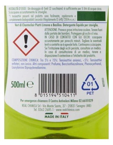 Chanteclair Vert Ecodetergente Piatti Limone e Basilico