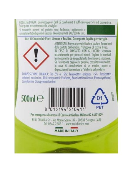 Chanteclair Vert Ecodetergente Piatti Limone e Basilico