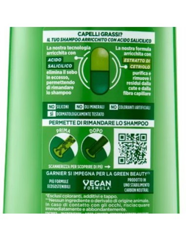fructis shampoo - 250ml - cucumber fresh - purificante capelli grassi: tuttocasashop.it: igiene e cura della persona