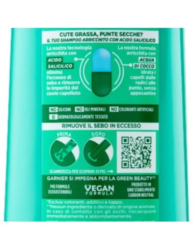 fructis shampoo 250ml pure non-stop coconut water - cute grassa punte secche: tuttocasashop.it: igiene e cura della persona