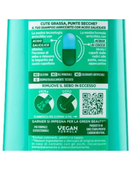 fructis shampoo 250ml pure non-stop coconut water - cute grassa punte secche: tuttocasashop.it: igiene e cura della persona