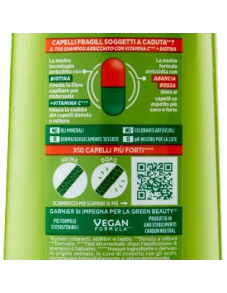 fructis shampoo - 250ml - vitamine & forza - fortificante capelli fragili: tuttocasashop.it: igiene e cura della persona