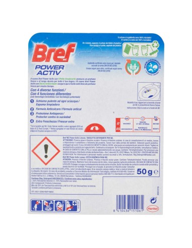 bref wc power activ - tavoletta wc deodorante 4 funzioni - 50g - limone: tuttocasashop.it: pulizia e cura della casa