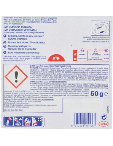 bref wc power activ - tavoletta wc deodorante 4 funzioni - 50g - limone: tuttocasashop.it: pulizia e cura della casa