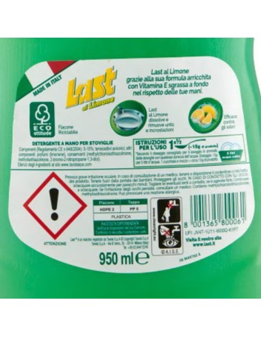 last detersivo a mano per piatti e stoviglia - 950ml - limone - 64 lavaggi: tuttocasashop.it: pulizia e cura della casa