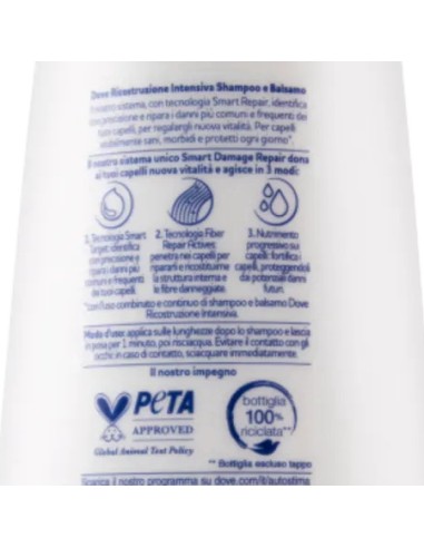 dove balsamo 180ml - ricostruzione intensiva - per capelli danneggiati: tuttocasashop.it: igiene e cura della persona