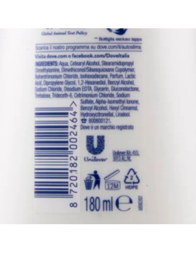 dove balsamo 180ml - ricostruzione intensiva - per capelli danneggiati: tuttocasashop.it: igiene e cura della persona