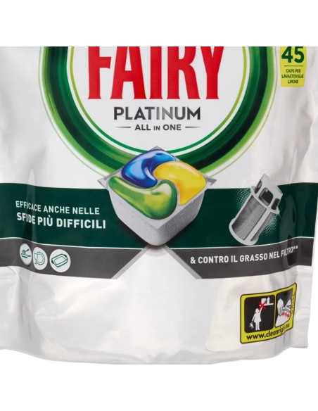 fairy platinum all in one detersivo per lavastoviglie - 45 capsule - lemon: tuttocasashop.it: pulizia e cura della casa