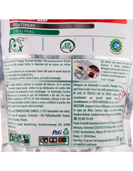 fairy platinum all in one detersivo per lavastoviglie - 45 capsule - lemon: tuttocasashop.it: pulizia e cura della casa