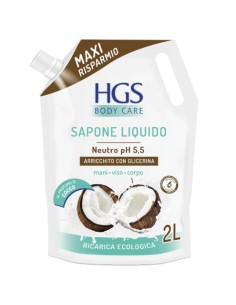 hgs sapone liquido maxi ecoricarica busta - 2 litri - cocco: tuttocasashop.it: igiene e cura della persona