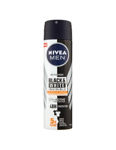 nivea deodorante spray - 150ml - for men - black & white invisible - 48h: tuttocasashop.it: igiene e cura della persona