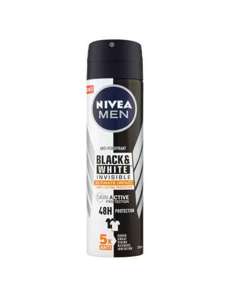nivea deodorante spray - 150ml - for men - black & white invisible - 48h: tuttocasashop.it: igiene e cura della persona