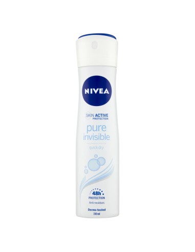 nivea deodorante spray - 150ml - pure invisible - 48h protection quick dry: tuttocasashop.it: igiene e cura della persona