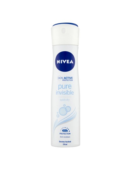 nivea deodorante spray - 150ml - pure invisible - 48h protection quick dry: tuttocasashop.it: igiene e cura della persona