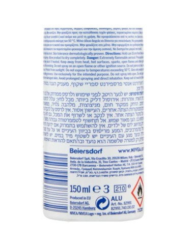 nivea deodorante spray - 150ml - pure invisible - 48h protection quick dry: tuttocasashop.it: igiene e cura della persona